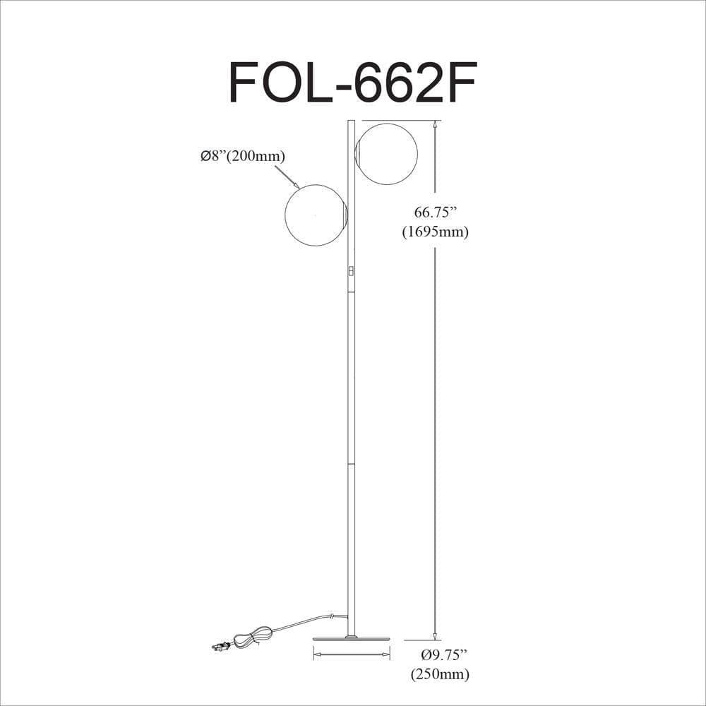 image-2LT Incandescent Floor Lamp, MB, WH Opal Glass