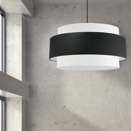 image-4LT Incandescent Chandelier, MB, BK&WH Shade