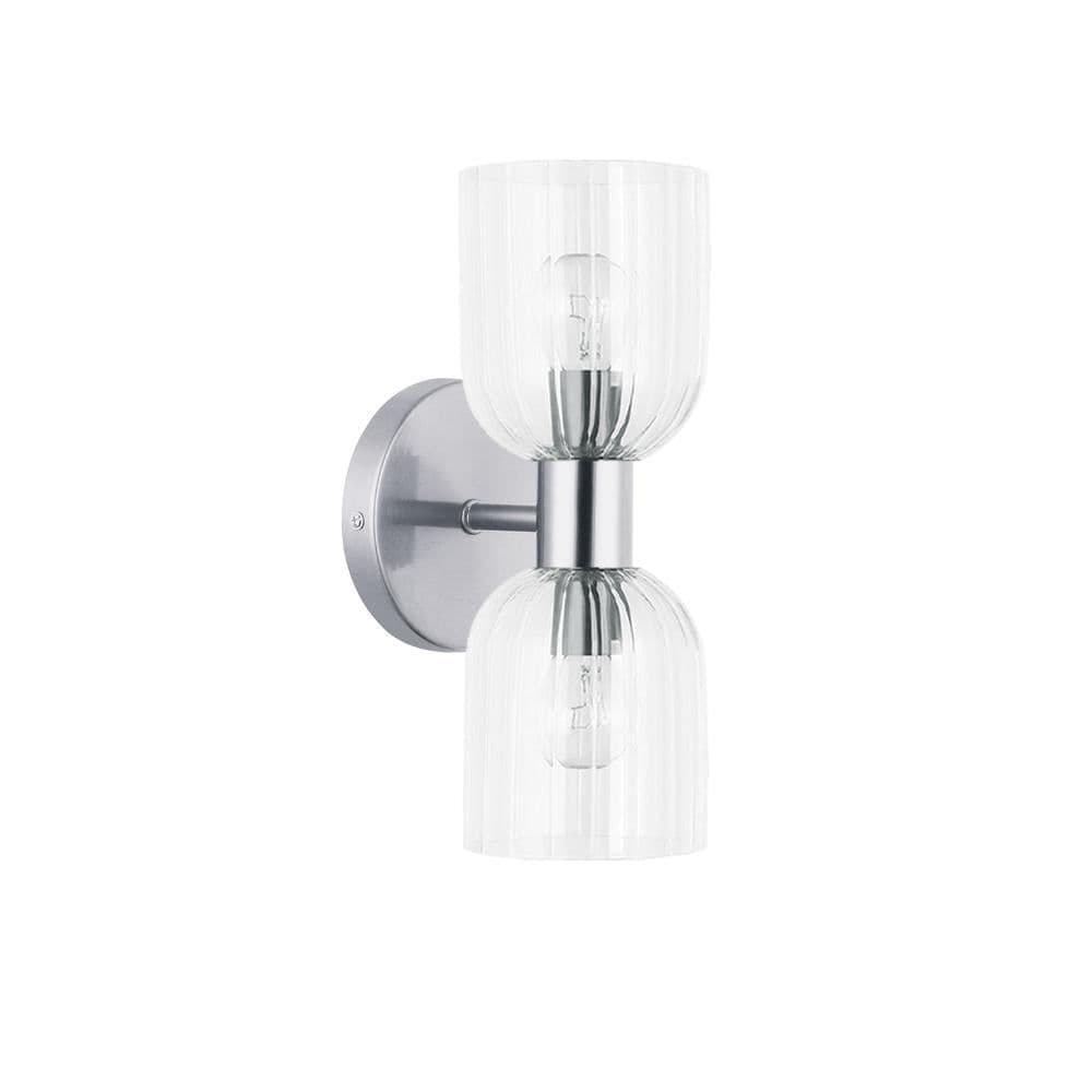 image-2LT Wall Sconce, PC, CLR Ribbed Glass