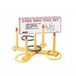 image-RING TOSS GAME 5-PEG BASE WOOD PEGS 4 PLASTIC RINGS