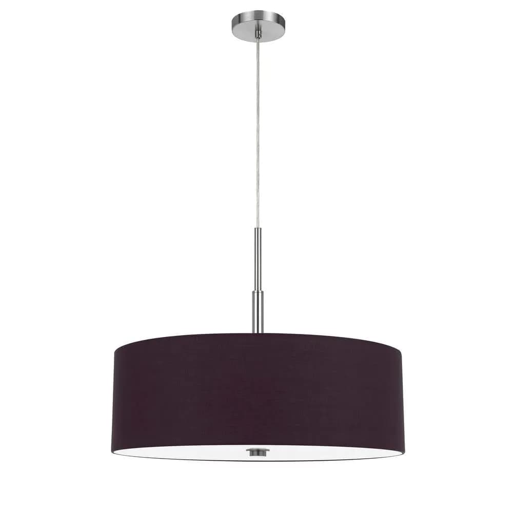 image-60W x 4 Lonoke pendant fixture with hardback drum shade