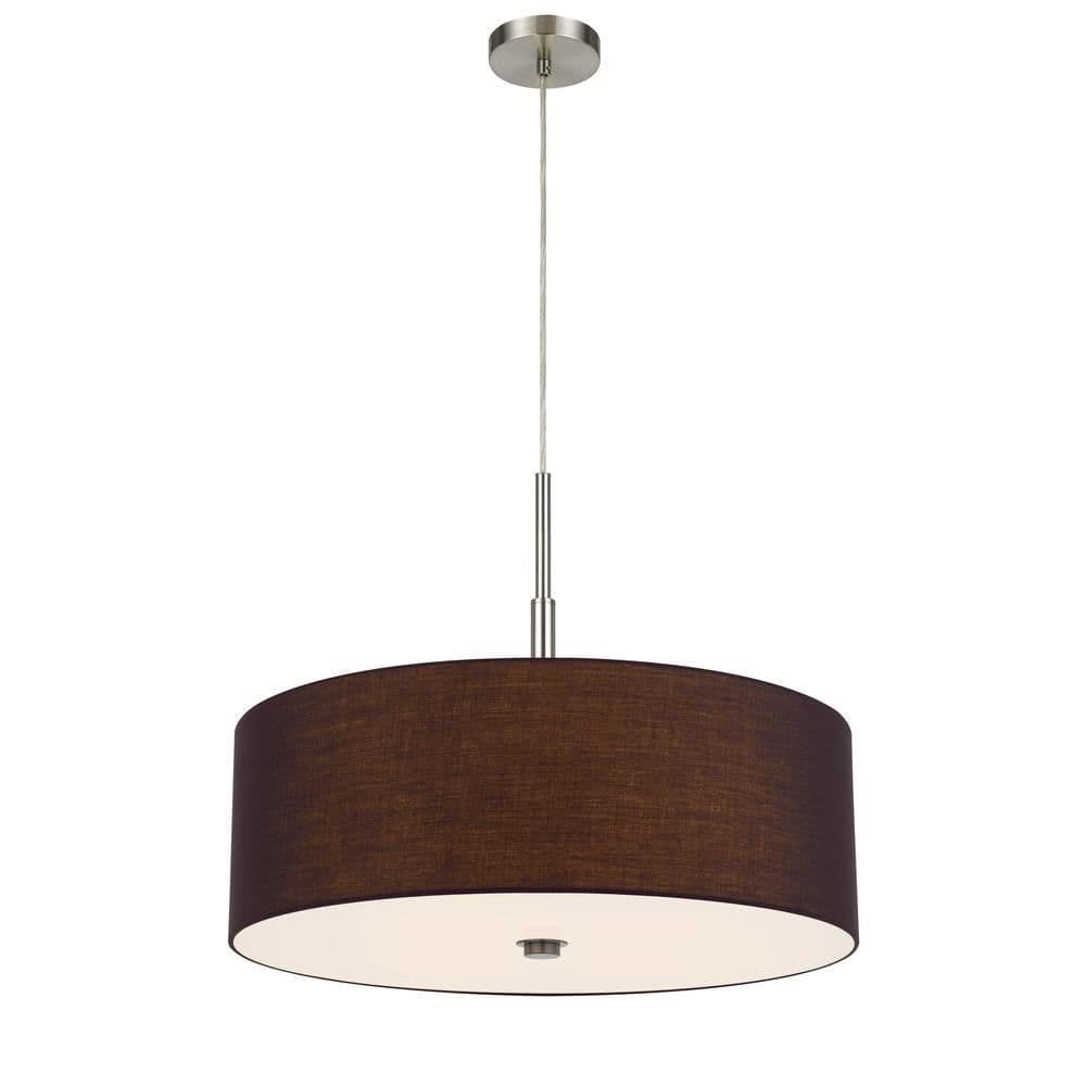 image-60W x 4 Lonoke pendant fixture with hardback drum shade