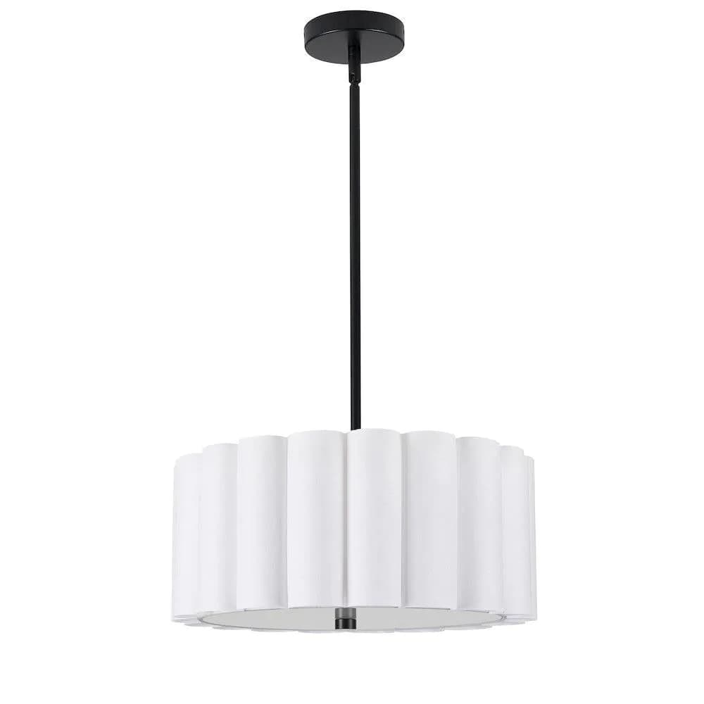 image-3 Light Matte Black Pendant w/ White Shade