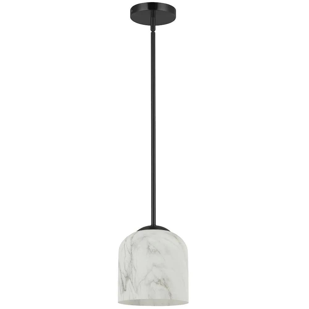 image-1 Light Pendant in Matte Black w/ Alabaster Glass