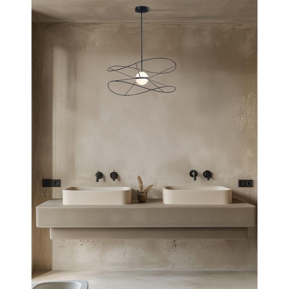 image-20W Pendant Matte Black with White Acrylic Diffusers