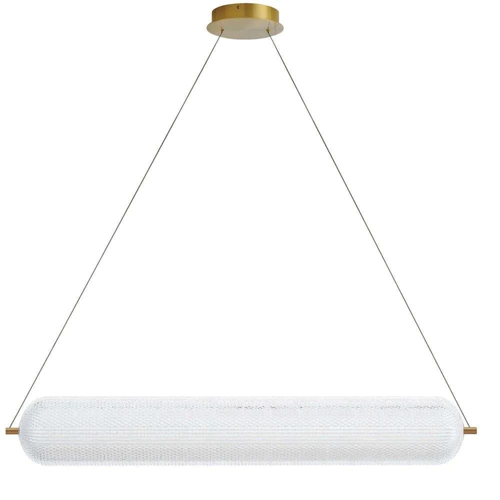image-36W Horizontal Pendant Aged Brass with Clear Acrylic Diffuser