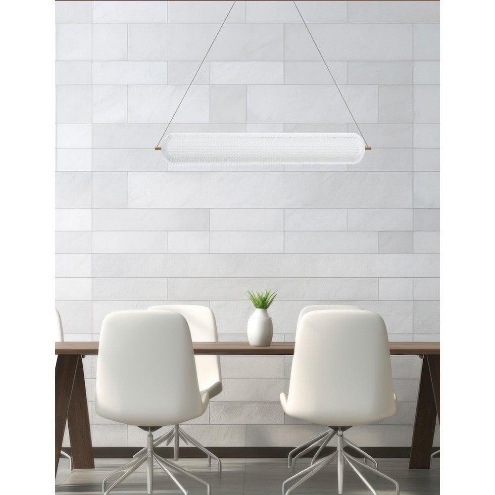 image-36W Horizontal Pendant Aged Brass with Clear Acrylic Diffuser