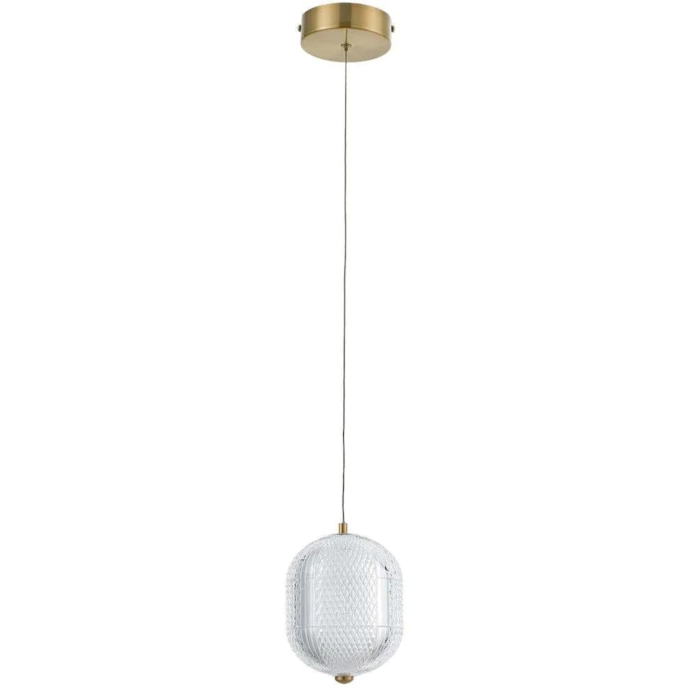 image-8.5W Pendant Aged Brass with Clear Acrylic Diffuser