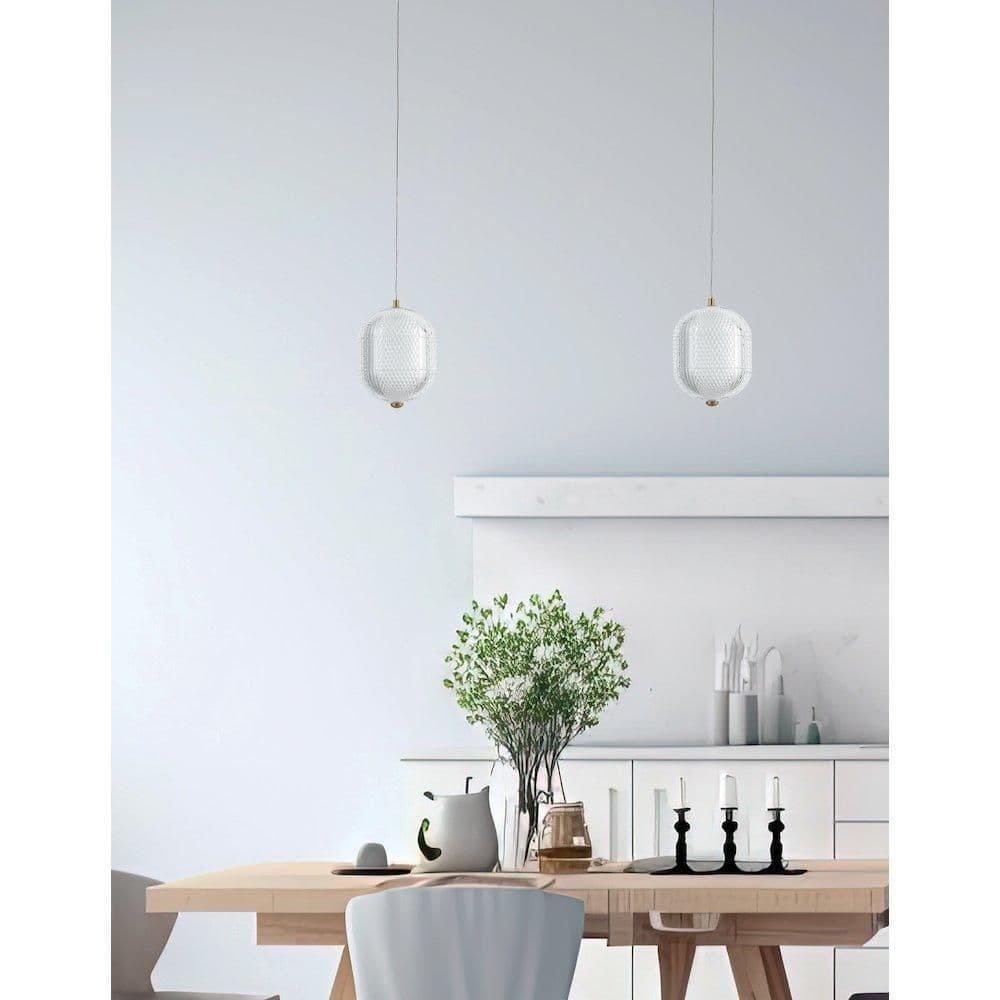 image-8.5W Pendant Aged Brass with Clear Acrylic Diffuser