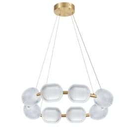 image-56W Chandelier in Aged Brass w/ Clear Pattern Acrylic