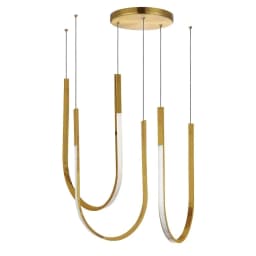 image-62W Horizontal Pendant Aged Brass with White Silicone Diffuser