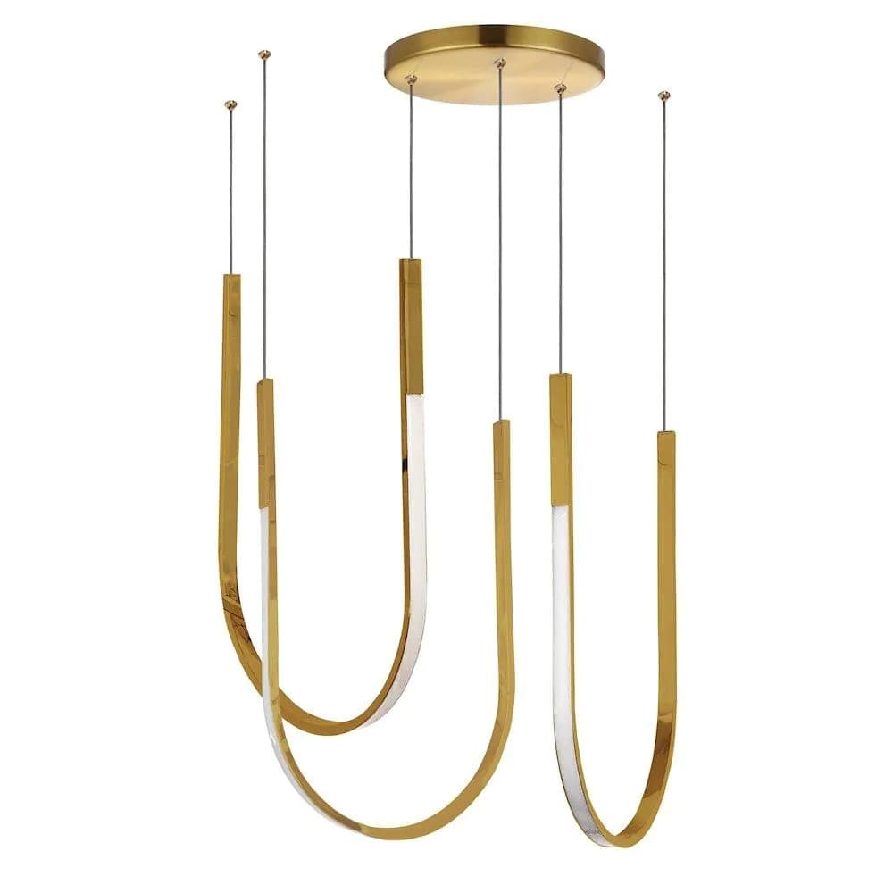 image-62W Horizontal Pendant Aged Brass with White Silicone Diffuser