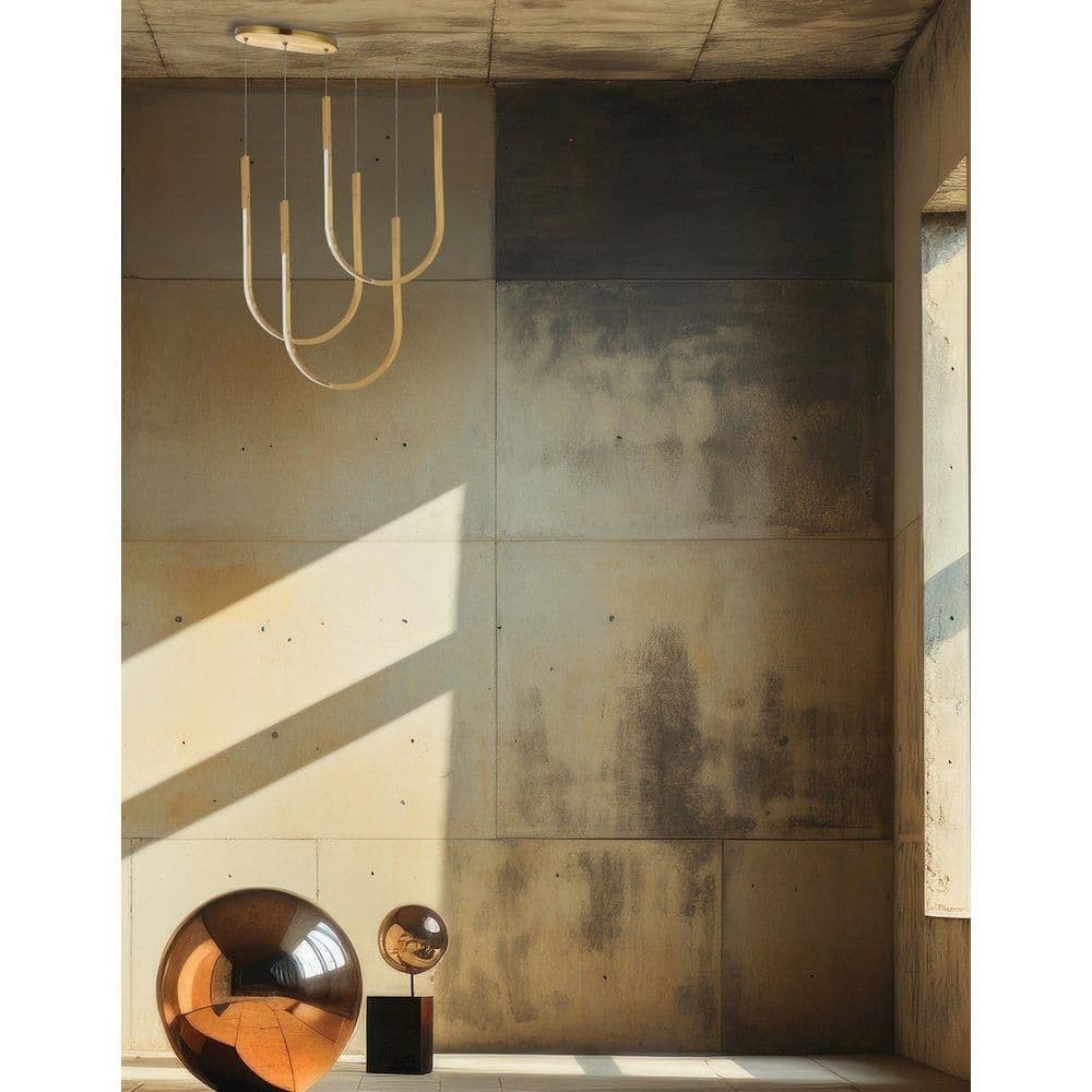 image-62W Horizontal Pendant Aged Brass with White Silicone Diffuser