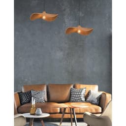 image-1 Light Incandescent Pendant with Wavy Wicker Shade