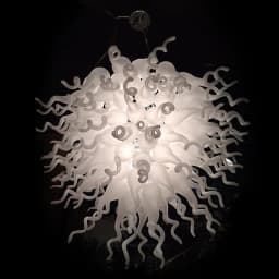 image-Frosted White Blown Glass Chandelier