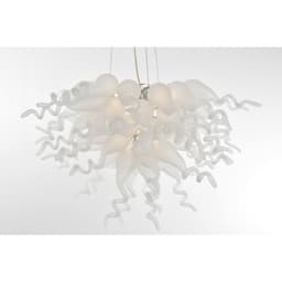image-Frosted White Blown Glass Chandelier