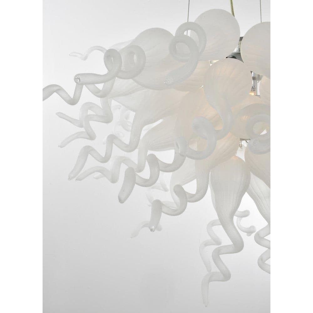 image-Frosted White Blown Glass Chandelier