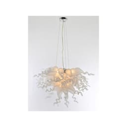 image-Frosted White Blown Glass Chandelier