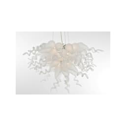 image-Frosted White Blown Glass Chandelier