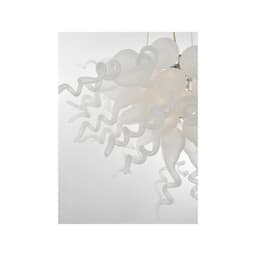 image-Frosted White Blown Glass Chandelier