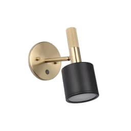 image-1 Light Wall Satin Chrome Matte Black & Aged Brass with Frosted Diffuser