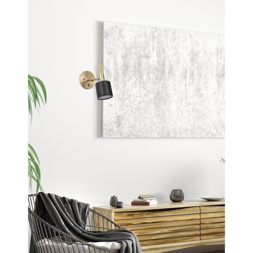 image-1 Light Wall Satin Chrome Matte Black & Aged Brass with Frosted Diffuser