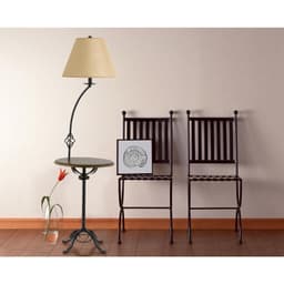 image-150W 3Way Iron Fl Lp W/Wood Tray Tb