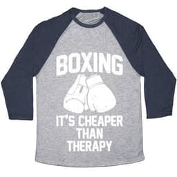 image-BOXING IT'S CHEAPER THAN THERAPY UNISEX TRI-BLEND BASEBALL TEE