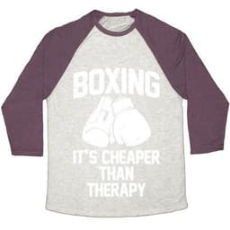 image-BOXING IT'S CHEAPER THAN THERAPY UNISEX TRI-BLEND BASEBALL TEE