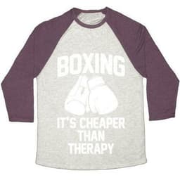 image-BOXING IT'S CHEAPER THAN THERAPY UNISEX TRI-BLEND BASEBALL TEE