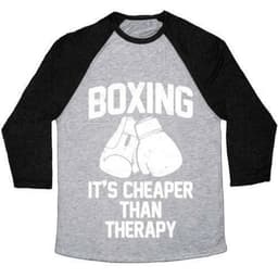 image-BOXING IT'S CHEAPER THAN THERAPY UNISEX TRI-BLEND BASEBALL TEE