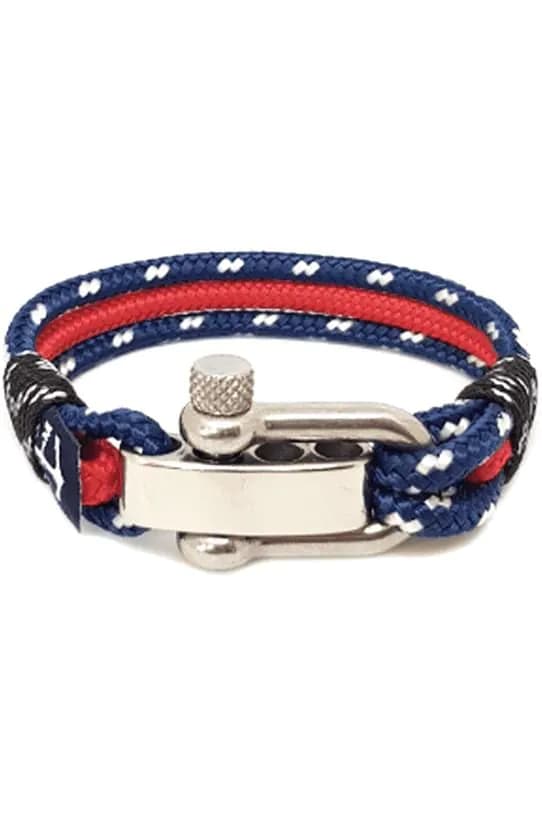 image-Adjustable Shackle Red and Blue Nautical Bracelet