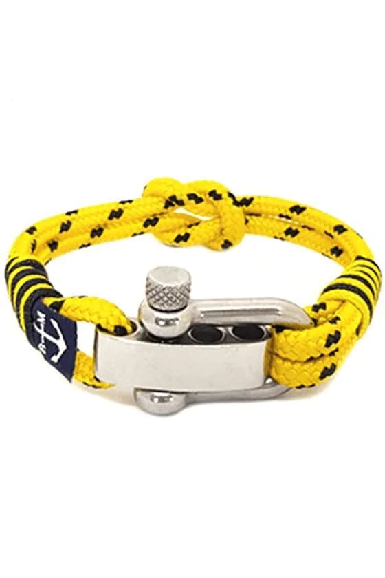 image-Adjustable Shackle Yellow Dotted Nautical Bracelet