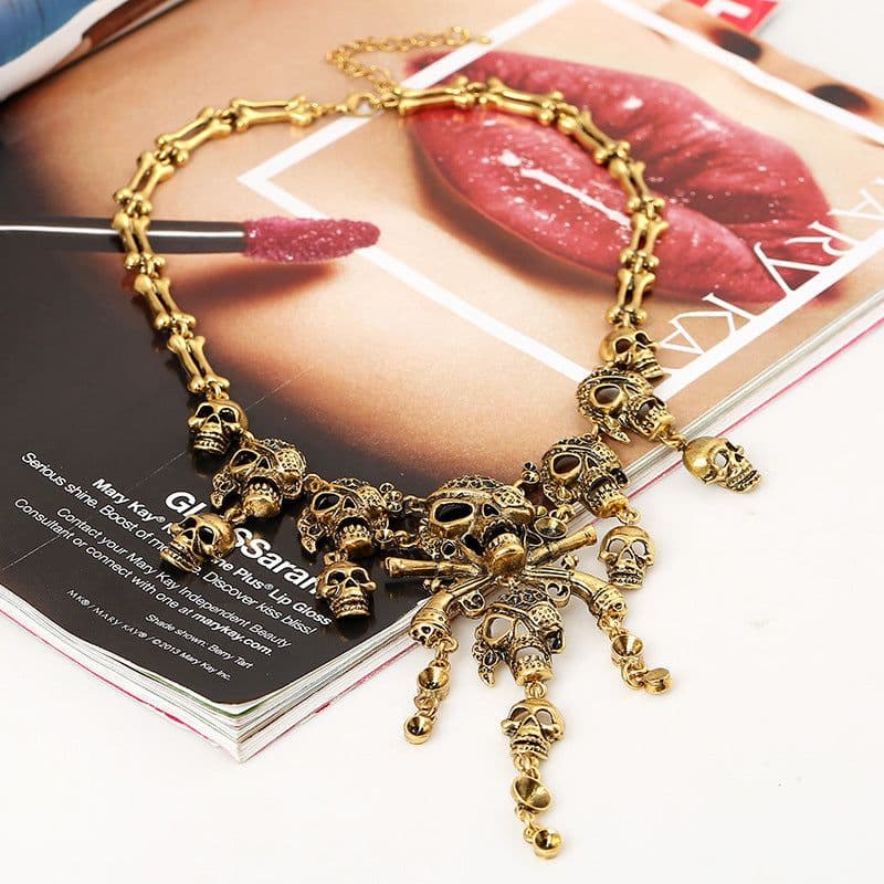 image-Jiaoyu Skull Necklace - Ancient Silver Retro