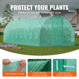 image-VEVOR Serre Tunnel Jardin, 835x290x225 cm, Tente Abri Plantes avec Cadre en Acier Galvanisé, Couverture en PE Verte, Porte à Glissière Enroulable, 16 Fenêtres, pour Extérieur Cultiver Légumes Fleurs