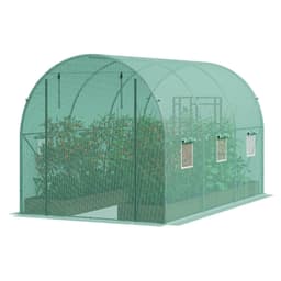 image-VEVOR Serre Tunnel Jardin, 345x195x192 cm, Tente Abri Plantes avec Cadre en Acier Galvanisé, Couverture en PE Verte, Porte à Glissière Enroulable, 6 Fenêtres, pour Extérieur Cultiver Légumes Fleurs
