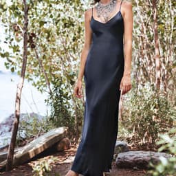image-Sexy Dress Red Satin Silky Fabric New Dress Slit Backless Sling Dress Female