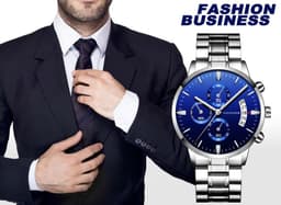 image-VA VOOM Calendar Quartz Watch Men Black 43mm