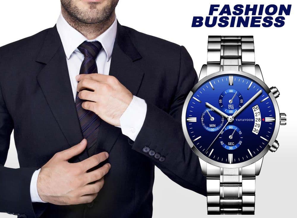 image-VA VOOM Calendar Quartz Watch Men Black 43mm