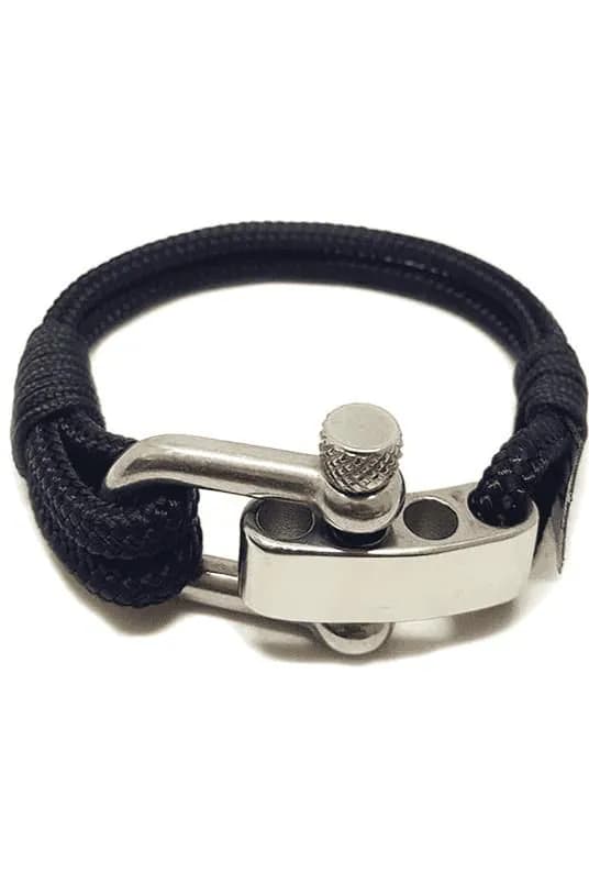 image-Adjustable Shackle Black Nautical Bracelet