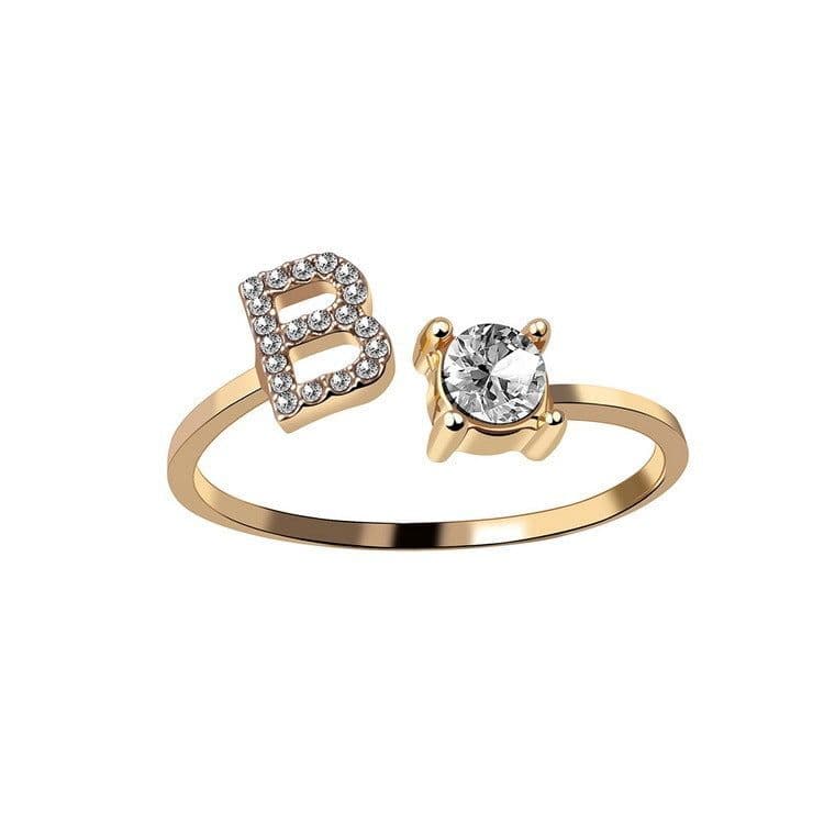 image-New Design Adjustable 26 Initial Letter Ring Fashion Jewelry For Women Simple Elegant Jewelry