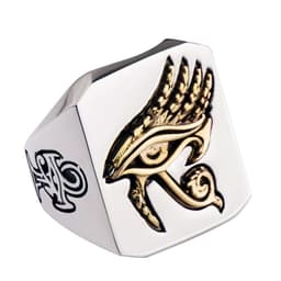 image-Original Design Cross-border Order Eye of Horus Ring Titanium Steel Hot Sale Net Red Retro Hip Hop Men's Jewelry