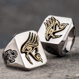 image-Original Design Cross-border Order Eye of Horus Ring Titanium Steel Hot Sale Net Red Retro Hip Hop Men's Jewelry