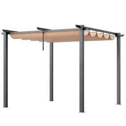 image-VEVOR Pergola rétractable extérieure 3 x 3 m, tonnelle de jardin en aluminium avec auvent, pergola moderne avec pare-soleil en tissu polyester épais pour patios, jardin, terrasse, arrière-cours, beige