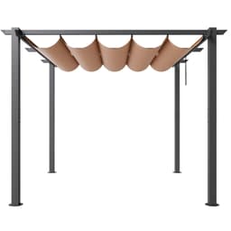 image-VEVOR Pergola rétractable extérieure 3 x 3 m, tonnelle de jardin en aluminium avec auvent, pergola moderne avec pare-soleil en tissu polyester épais pour patios, jardin, terrasse, arrière-cours, beige