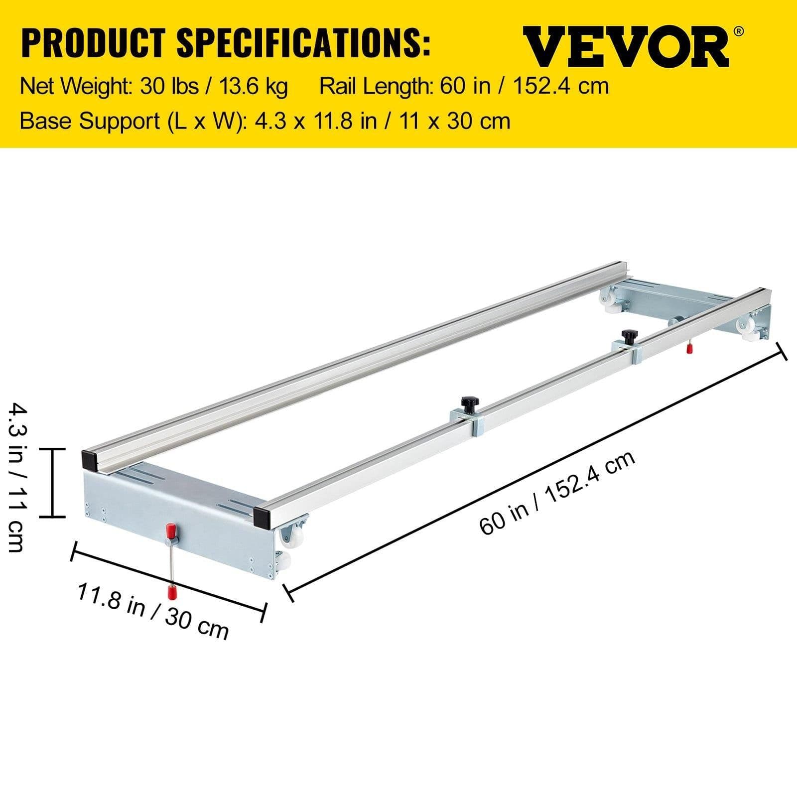 image-VEVOR Traîneau de routeur, 152,4 cm, gabarit de guidage de dalle pour travail du bois avec fonction de verrouillage, portable et facile à régler, raboteuse pour aplatir le bois, bricolage à domicile