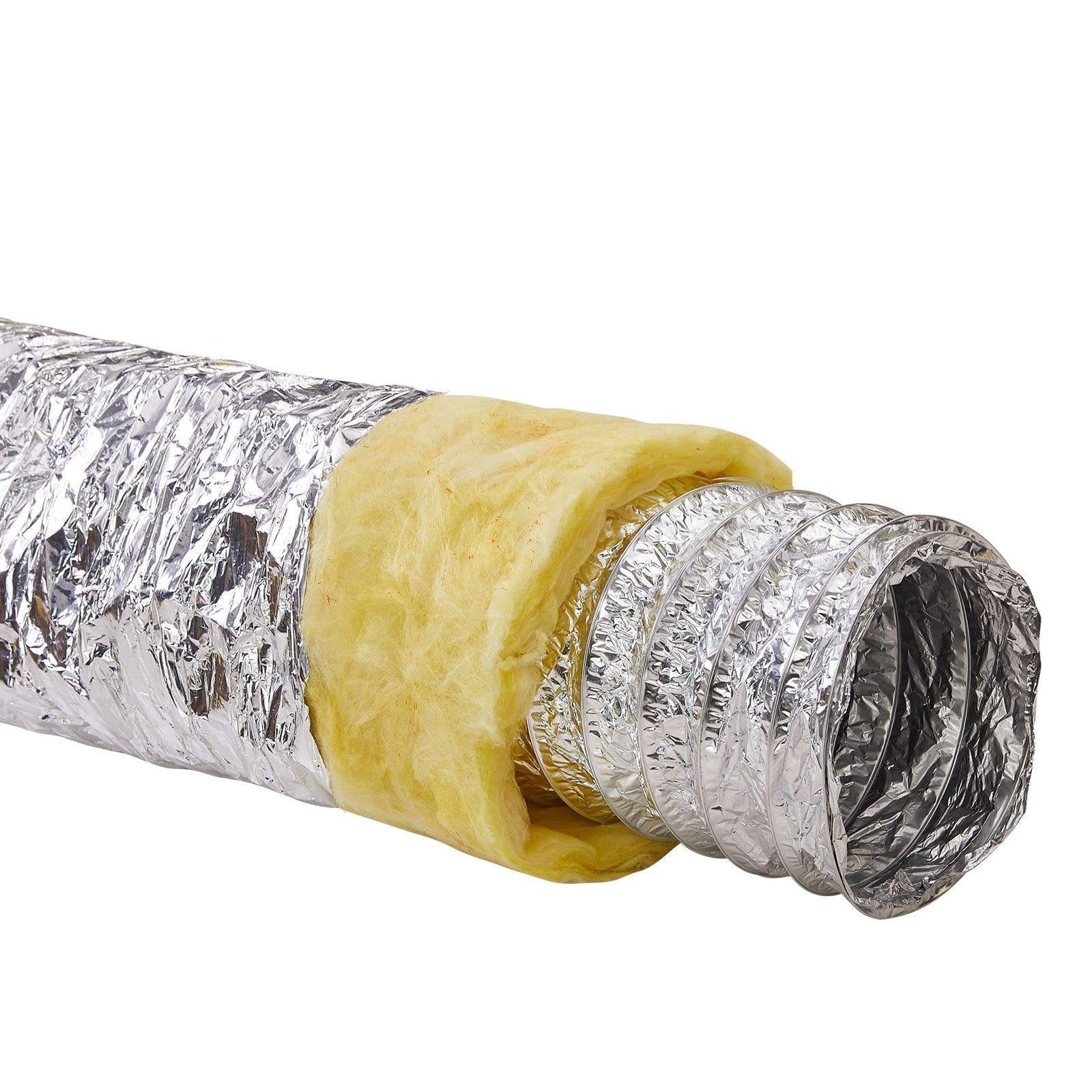 image-VEVOR Tuyau Flexible Isolé 130x7620 mm Conduit d'Aération Isolant Thermique en Aluminium PET avec 2 Colliers de Serrage Protection à Trois Couches pour Ventilation, Chauffage, Refroidissement, R-4.2