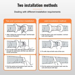 image-VEVOR Tuyau Flexible Isolé 130x7620 mm Conduit d'Aération Isolant Thermique en Aluminium PET avec 2 Colliers de Serrage Protection à Trois Couches pour Ventilation, Chauffage, Refroidissement, R-4.2
