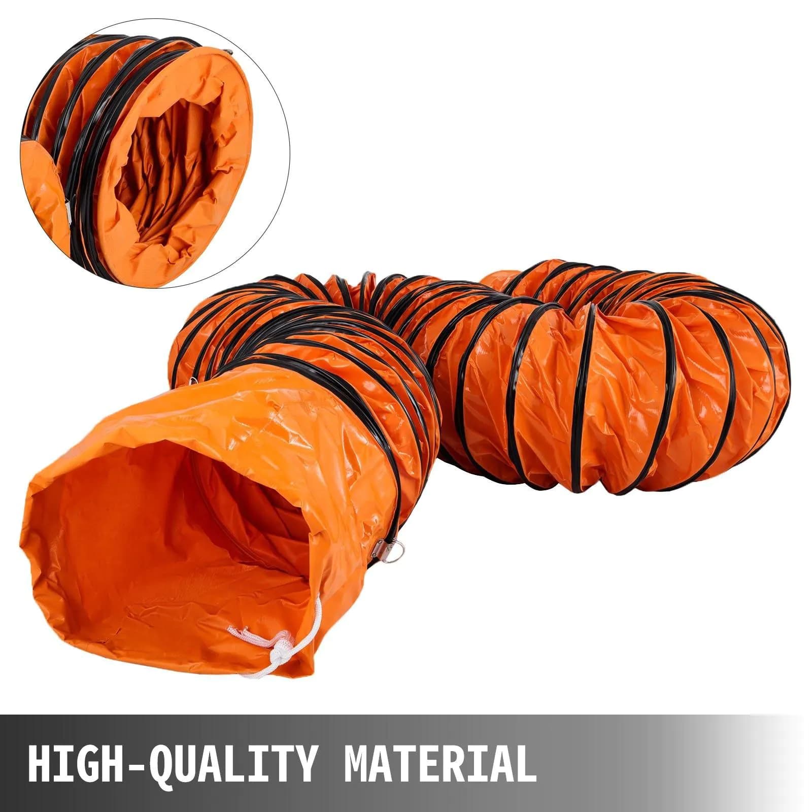 image-VEVOR Tuyau en PVC 25 pi, Gaine de ventilation Flexible 12 po, Tuyau flexible PVC Conduit en PVC antidéflagrant Résistant à l'usure Cordes ajustables pour ventilateur d'extraction dans les usines