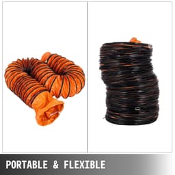 image-VEVOR Tuyau en PVC 25 pi, Gaine de ventilation Flexible 12 po, Tuyau flexible PVC Conduit en PVC antidéflagrant Résistant à l'usure Cordes ajustables pour ventilateur d'extraction dans les usines